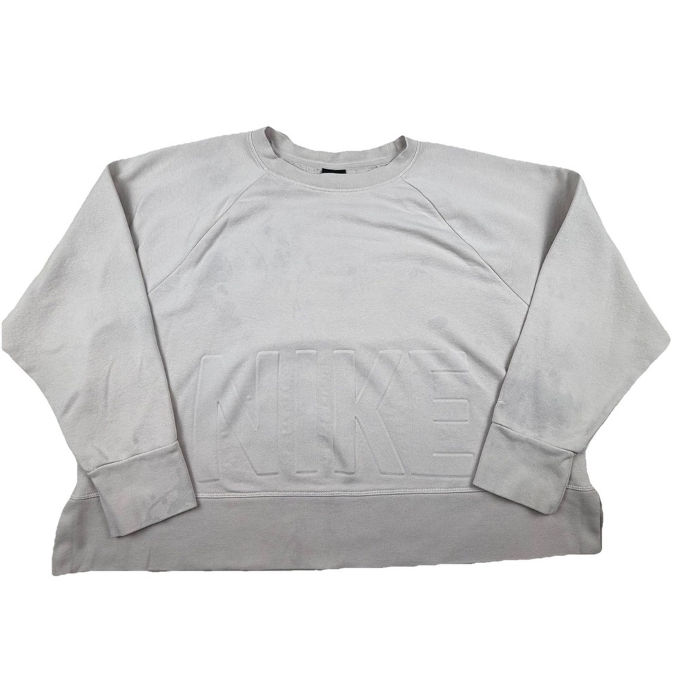 Nike Versa Crew Pullover Cropped Sweatshirt Embossed Logo Women's Size 2X READ